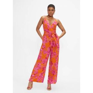 Ted Baker Harbble pink and orange floral print wide leg pantsuit